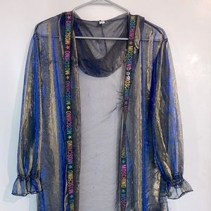 Laser Colorful Long Coat with rainbow letter